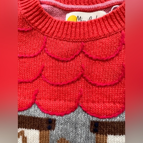 NWT. Mini Boden Pink Horse Stable Wool Blend Sweater, Size 3-4y - Picture 3 of 6